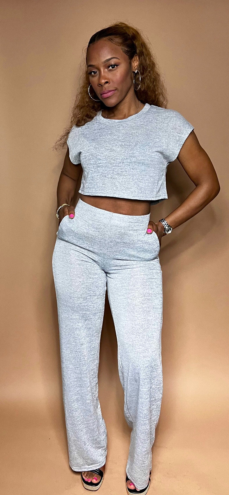 I Win Gray Crop Set