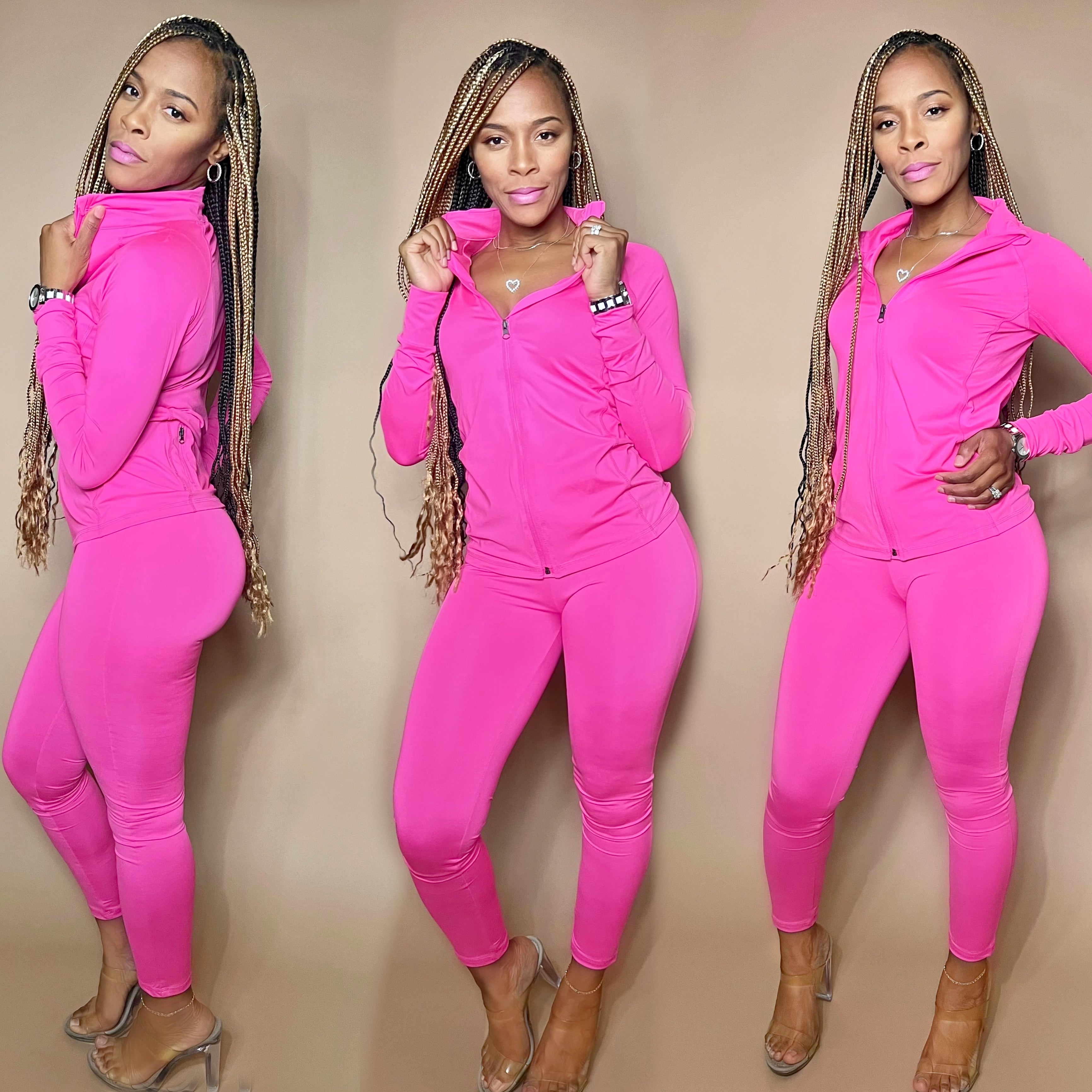 Neon pink tracksuit best sale